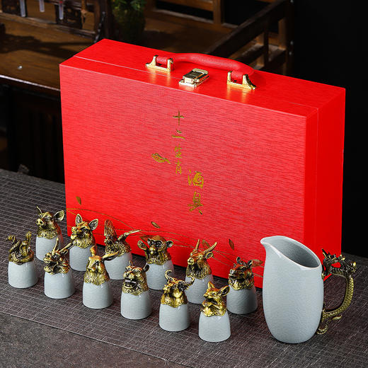 【国风❗️十二生肖高奢酒器茶器礼盒】 陶瓷酒具套装 高奢礼盒包装 十二生肖白酒杯分酒器酒具 商务送礼礼品 商品图8