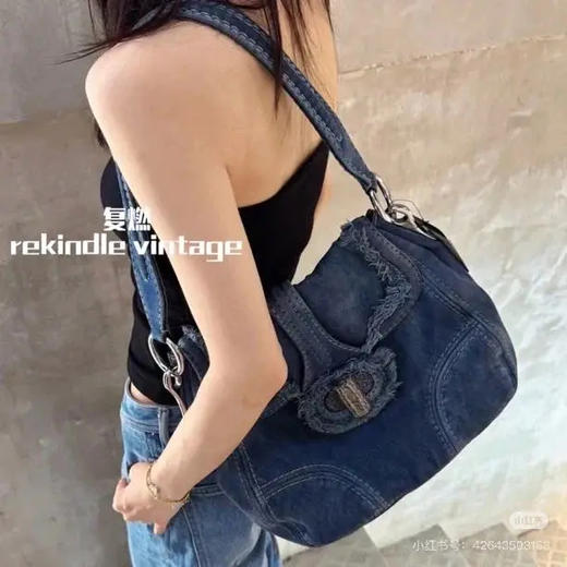 Prada 大号 中古 牛仔 猪鼻子 蓝色 托特包 商品图1