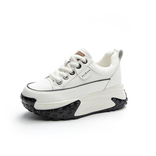 时尚内增高圆头低帮前绑带厚底平底高跟老爹鞋 商品图5