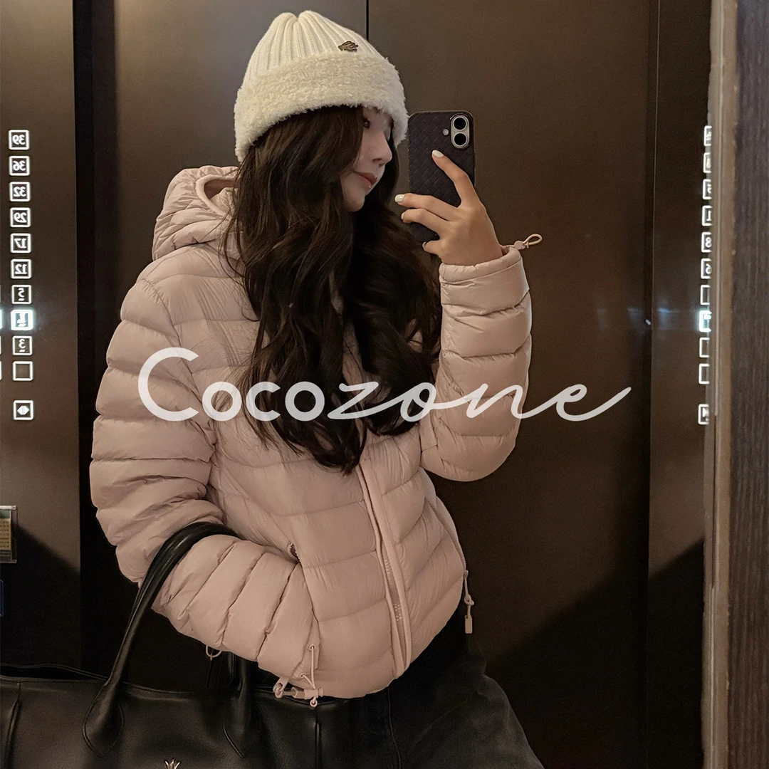 COCO ZONE 刘 一一 “排骨鹅”95白鹅绒连帽横格纹鹅绒服 CD1A1616
