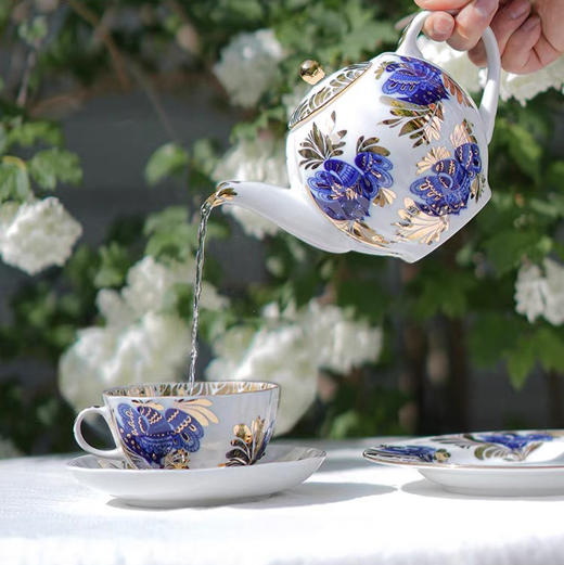 俄皇LOMONOSOV金色花园咖啡杯子高档精致陶瓷英式下午茶具套装 商品图0