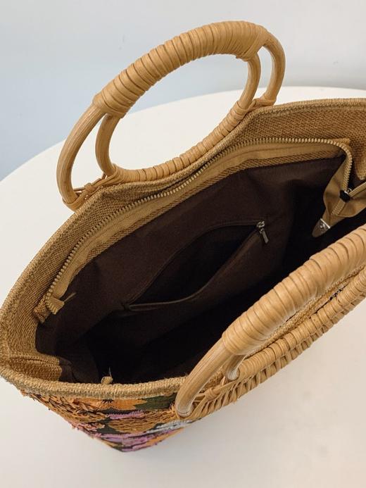 【小众高奢刺绣包包】亮片草编托特包 高奢小众刺绣女士包包 大容量时尚编织手提包 商品图4