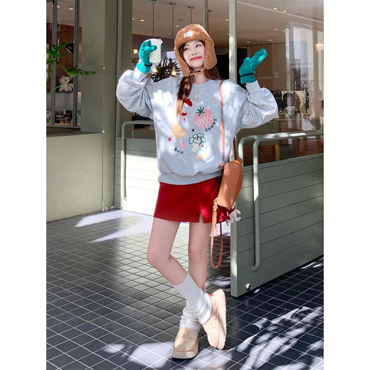 【110元任选2件】现货！红色圣诞过年半身裙子 商品图2