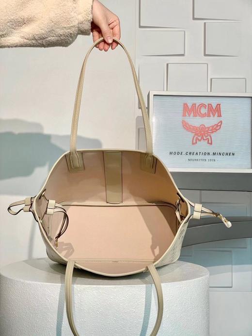MCM Liz Visetos新配色 中号#粉色/米白色/黑色双面购物袋（XM） 商品图12