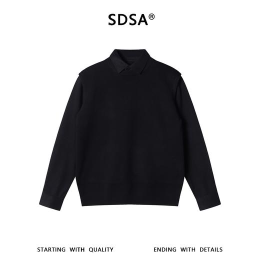 9629SDSA男士秋冬新款痞帅男装老钱风假两件翻领毛衣简约百搭针织衫 商品图1