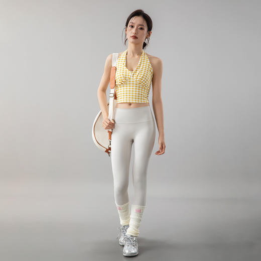 跃牌【美西西系列】格纹印花2025新款高级感美背训练运动健身服上衣瑜伽背心WX-2517 商品图4