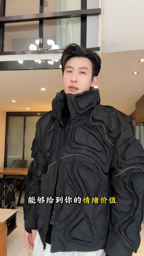 25005SDSA男士秋冬新款痞帅男装立体纹理重磅解构立领羽绒服外套宽松 商品图0