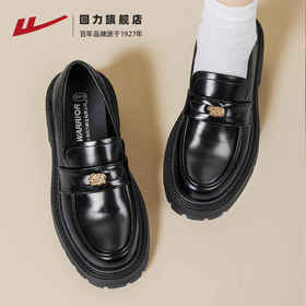 回力英伦风小皮鞋女2025春秋新款山茶花乐福鞋一脚蹬不累脚厚底鞋