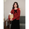 鹿向南「夕阳谜语」红色长袖毛衣秋冬新款修身圣诞百搭开衫毛衣女 商品缩略图0