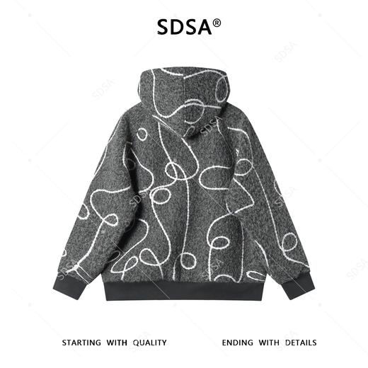 WT307SDSA男士秋冬新款痞帅男装潮牌撞色凌乱线条拉链立领连帽卫衣百搭 商品图5