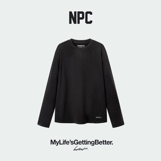 潮牌羊毛混纺暖皮打底秋冬长袖T恤休闲简约logo印花NP5BTL10 商品图0