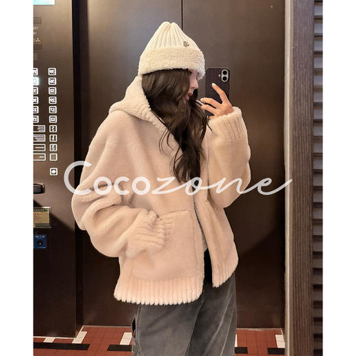 COCO ZONE 刘 一一 “布里斯班”100绵羊毛连帽拉链羊毛衫 CD2A3203 商品图0