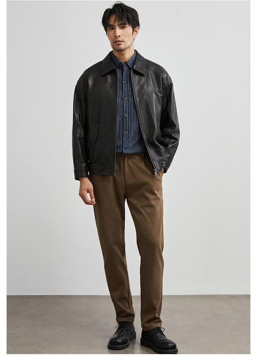 男士绵羊皮90白鸭绒羽绒皮衣外套 商品图5