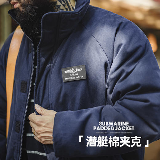 马登工装美式海军蓝色立领棉服加厚保暖短款插肩袖夹克外套男秋冬 商品图0