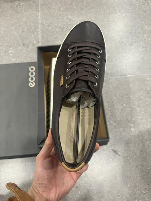 正品 ecco爱步 Soft 7 皮革 时尚运动 低帮 板鞋 男款 棕色 全新原盒 尺码43码0449 商品图3