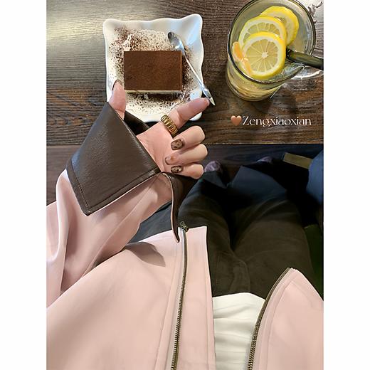 <曾小咸推荐> 现货秒杀！微信超特价！美式复古粉色pu皮衣外套 日常299.99 立减150 秒杀149.99！ 商品图3