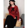 鹿向南「夕阳谜语」红色长袖毛衣秋冬新款修身圣诞百搭开衫毛衣女 商品缩略图3