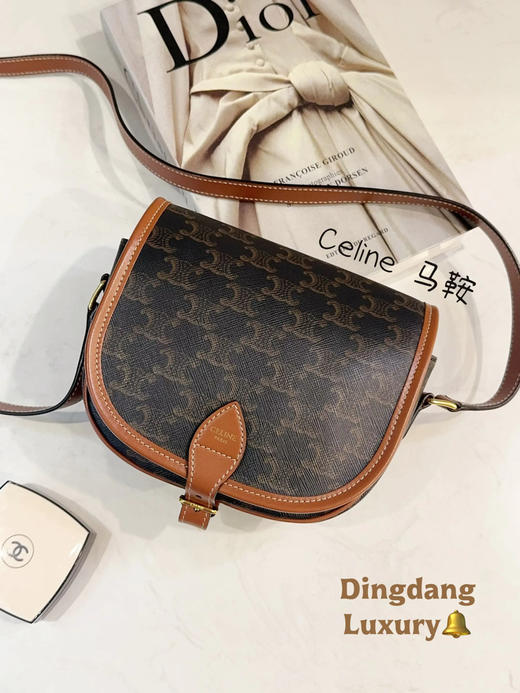 Celine Folco 黑色 老花 马鞍包 商品图0