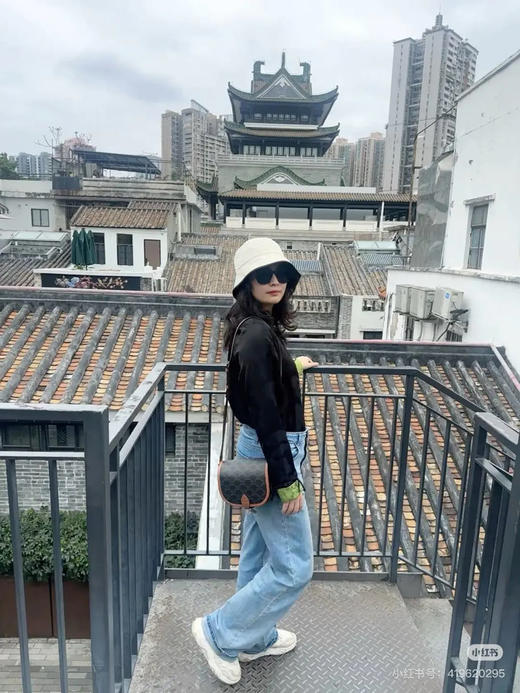 Celine Folco 黑色 老花 马鞍包 商品图3