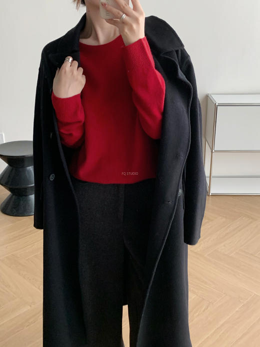 好运红气养人氛纯正红羊毛羊绒圆领高领毛衫 商品图4