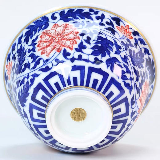自慢堂 青花缠枝莲红小盖碗110ml 商品图4