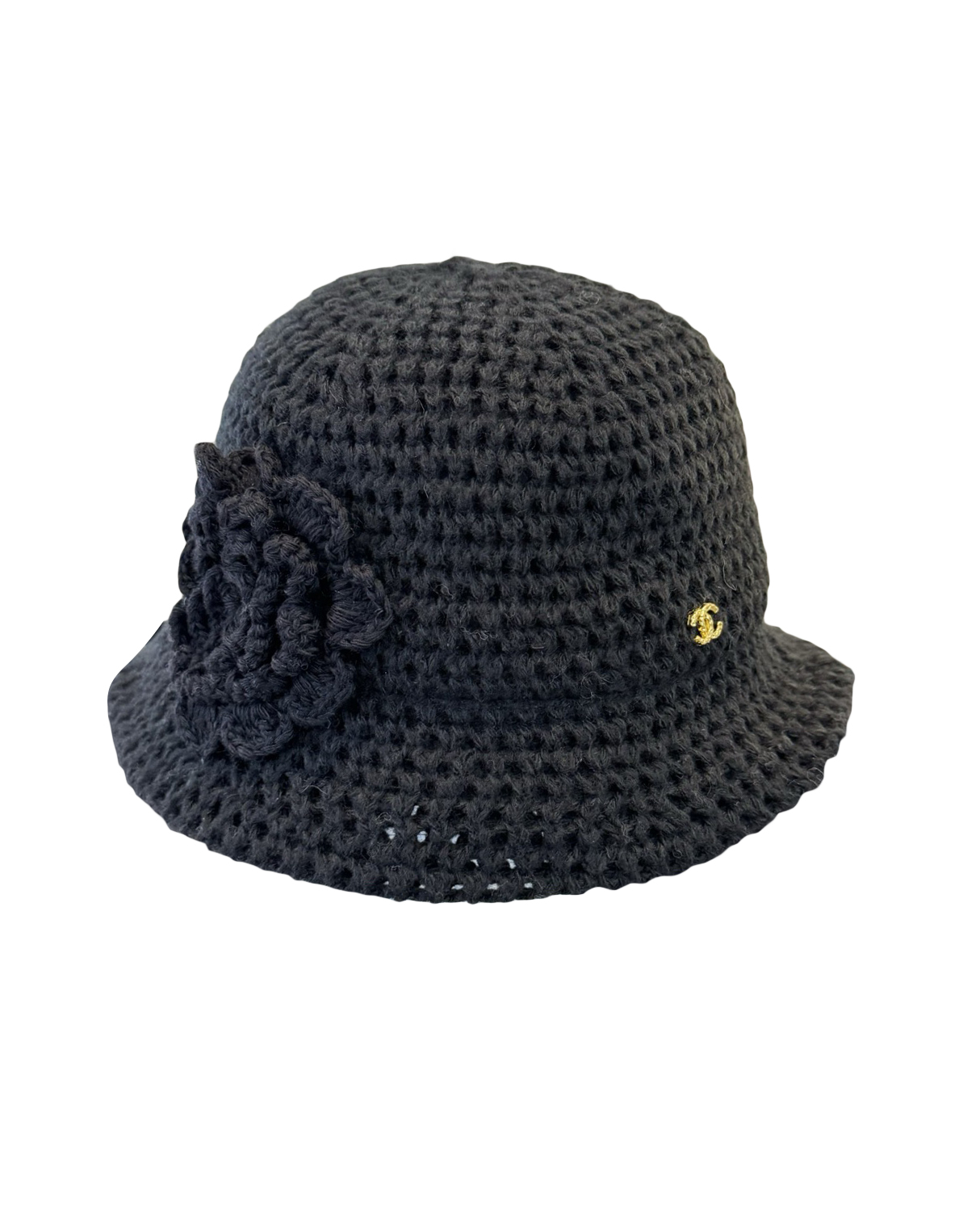 女款山茶花针织渔夫帽he025