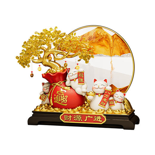 新中式东方之美【招财猫流沙画发财树摆件】 招财猫摆件 开业礼物客厅店铺前台装饰品 乔迁新居礼品 新年氛围摆件礼物 商品图4