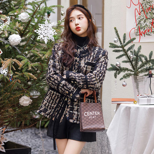 不规则小香粗花呢加厚外套，90白鸭绒羽绒服HR-YJLY8108 商品图4