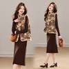 加棉小立领新中式提花拼接，真毛盘扣款马甲洋气两件套裙HR-YBER623 商品缩略图1