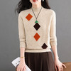 半高领毛衣女士宽松针织上衣，拼色洋气格子显瘦内搭打底衫CC-103-97875 商品缩略图2