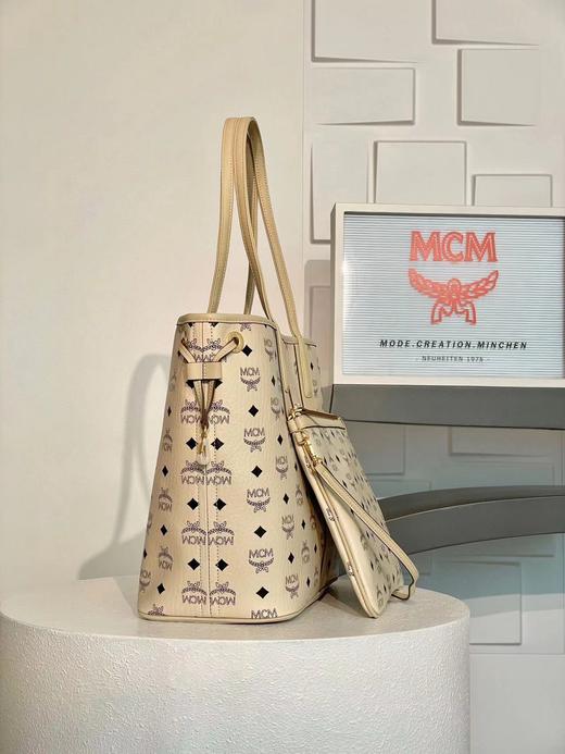 MCM Liz Visetos新配色 中号#粉色/米白色/黑色双面购物袋（XM） 商品图8