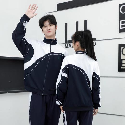 创童深圳校服中学生银狐绒冬装运动服男女加厚加绒外套套装 商品图4