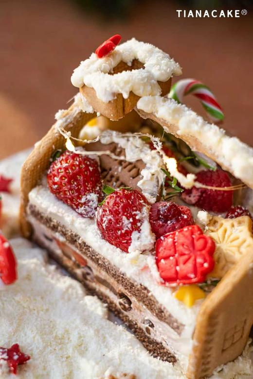 雪夜姜饼屋童话镇（五寸草莓巧克力蛋糕） 商品图4