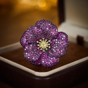 奢华重工微镶锆石山茶花胸针，高级感精致时尚别针外套开衫气质胸花LY-K-017