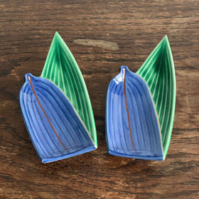 日本中古竹叶型蘸料碟 X1366