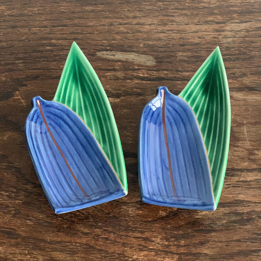 日本中古竹叶型蘸料碟 X1366 商品图0