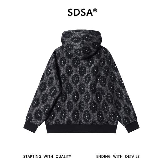 WT318SDSA秋冬新款痞帅男装简约肌理感撞色花朵拉链立领连帽卫衣百搭 商品图5