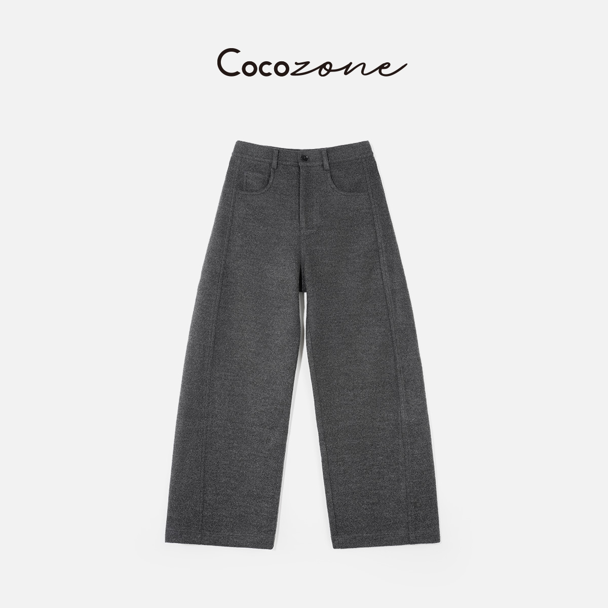 COCO ZONE 刘 一一 “羊毛弯刀裤”羊毛混纺垂坠感休闲裤CD1A1739
