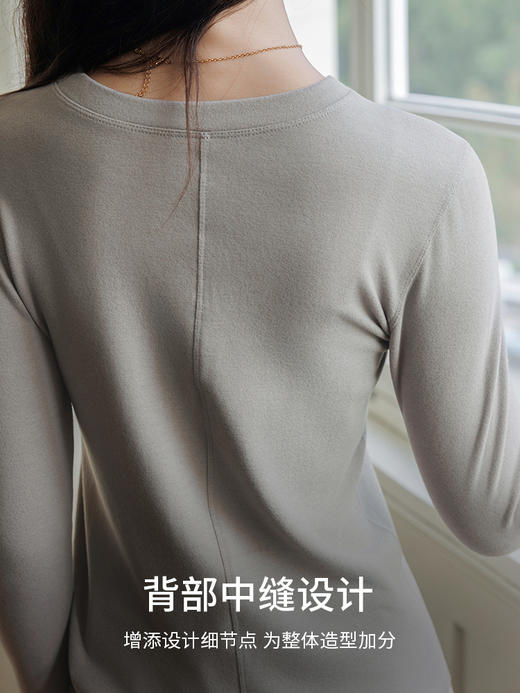 莱赛尔羊毛打底衫 秋冬内搭圆领T恤气质保暖长袖针织上衣 商品图4