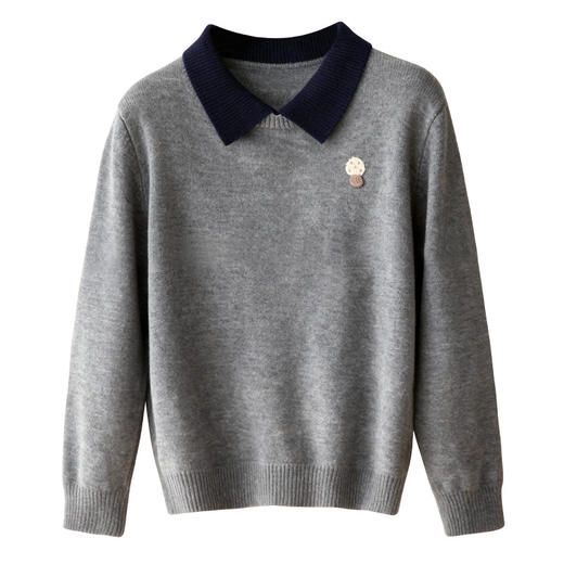 学院风翻领撞色毛衣，宽松减龄慵懒风娃娃领针织衫打底上衣厚CC-27-25259 商品图4