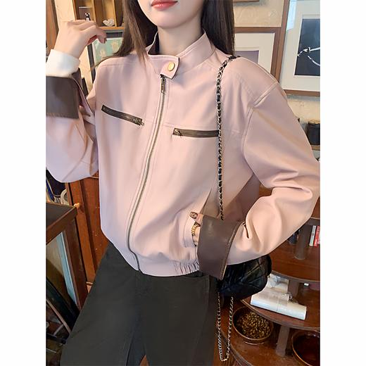 <曾小咸推荐> 现货秒杀！微信超特价！美式复古粉色pu皮衣外套 日常299.99 立减150 秒杀149.99！ 商品图4