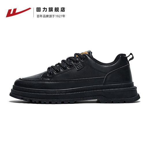 回力男鞋板鞋2025秋季新款黑色休闲皮鞋男款复古英伦风男士工装鞋 商品图1