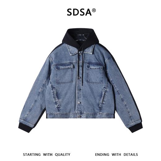 31069SDSA男士秋冬新款痞帅男装美式潮牌牛仔羽绒服拼接水洗百搭外套 商品图1