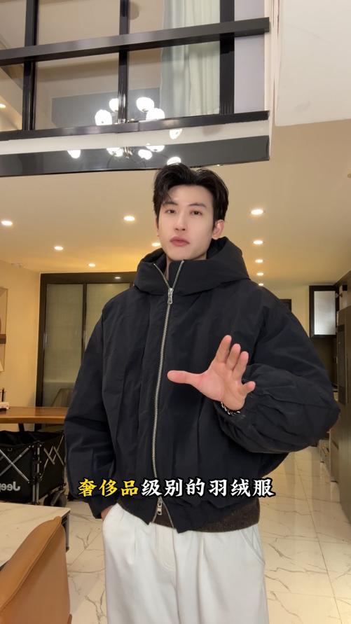 SY5157SDSA男士秋冬新款痞帅男装美式纯色羽绒服连帽外套褶皱百搭舒适 商品图0