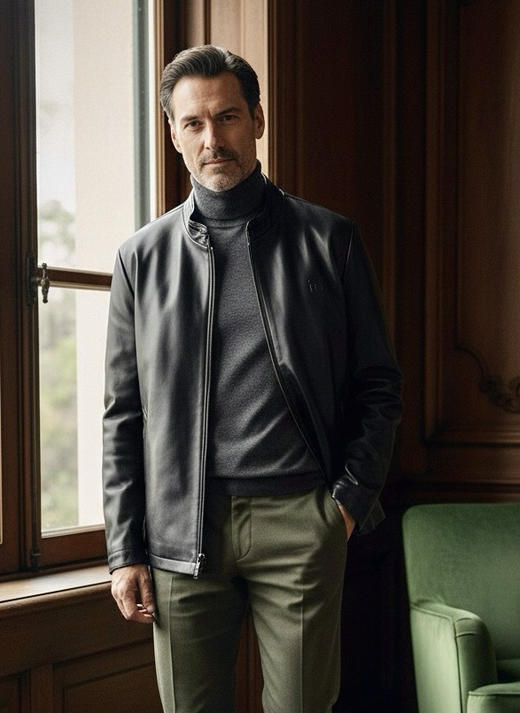 男士绵羊皮90白鸭绒羽绒皮衣外套 商品图0