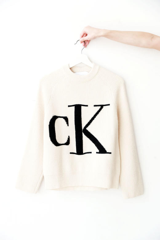 氛围感字母提花毛衣，慵懒宽松设计。印花圆领套头针织衫C120766 商品图7