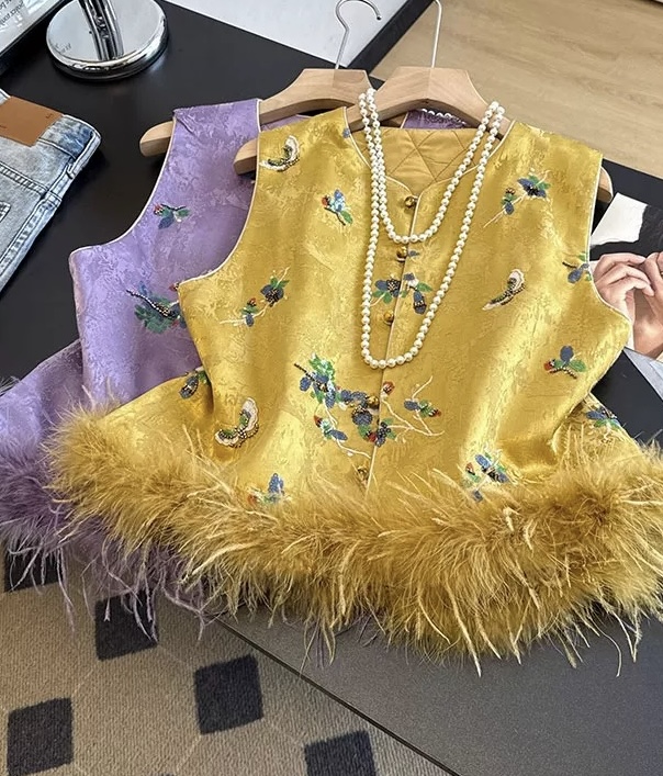 Famecoco范可儿秋冬款新中式马夹FAD8CA201