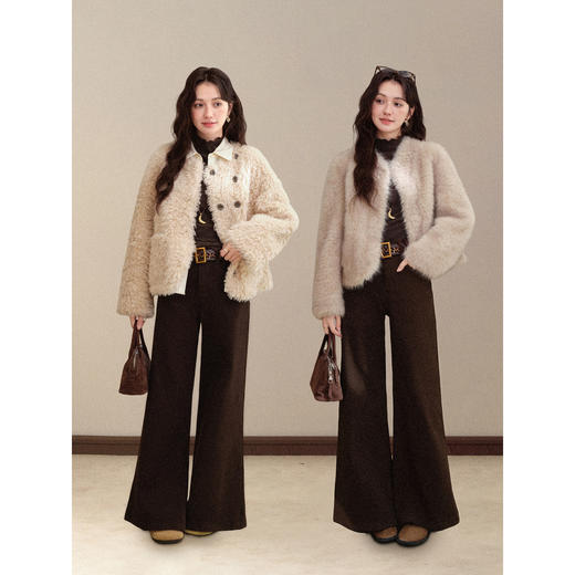 鹿向南「纵享丝滑」咖色微喇牛仔裤秋冬新款时尚百搭显瘦休闲裤女 商品图4