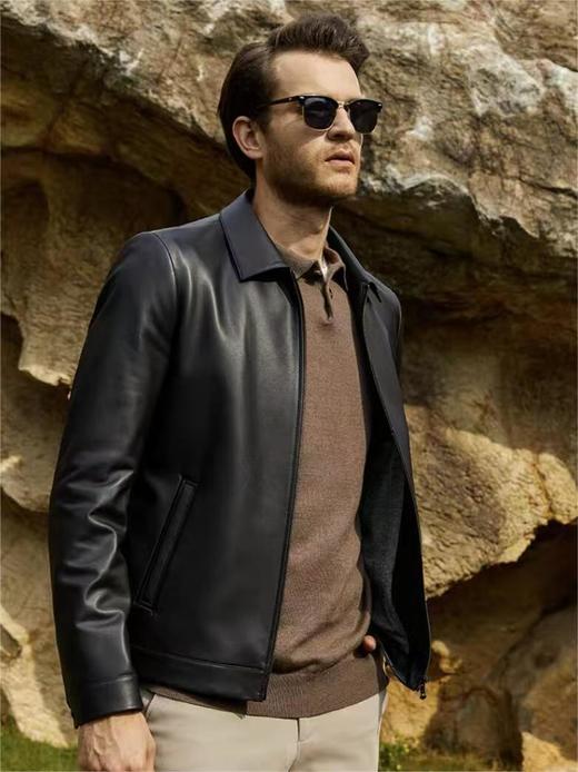 男士绵羊皮90白鸭绒羽绒皮衣外套 商品图1