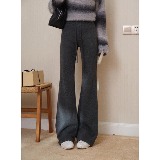 鹿向南「星暮艾蕾」微喇修身咖色休闲裤女秋冬高腰显瘦阔腿长裤子 商品图2